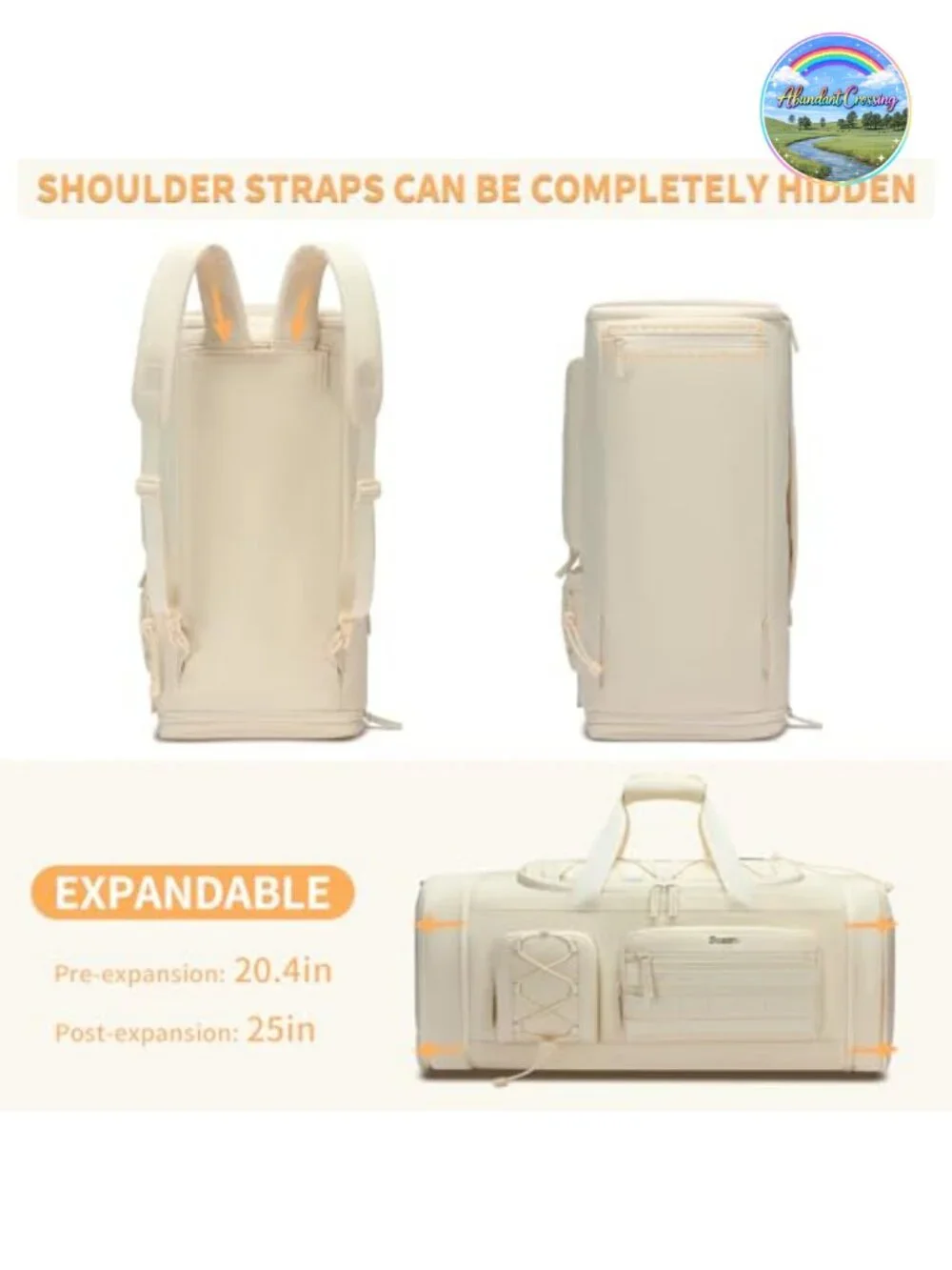 Expandable 45L Gym Bag Water Resistant Nylon Travel Duffle with Shoe Compartment